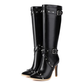 Foto 2 | Foto 2 | Botines Foremode De Piel Gótica Con Tacón Ancho Para Mujer Negros - Venta Internacional.