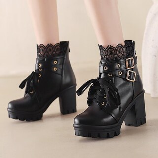 Foto 4 | Foto 4 | Botas Con Plataforma Meotina Goth Lace Hebilla Gothic Black 9.5 - Venta Internacional.
