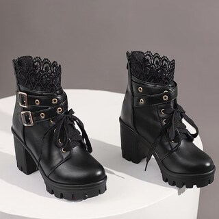 Foto 5 | Foto 5 | Botas Con Plataforma Meotina Goth Lace Hebilla Gothic Black 9.5 - Venta Internacional.