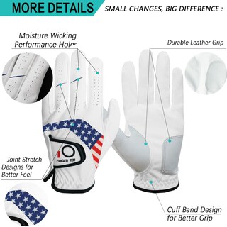 Foto 3 | Foto 3 | Paquete De 5 Guantes De Golf Finger Ten De Piel Para Hombre  Aptos Para Todo Tipo De Clima - Venta Internacional.
