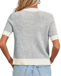 Foto 4 | Foto 4 | Cárdigan Langwyqu Para Mujer Manga Corta Con Botones Gris - Venta Internacional.