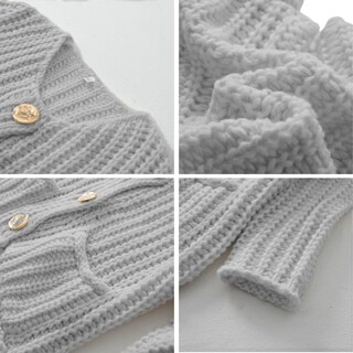 Foto 3 | Foto 3 | Cárdigan Findthy De Punto Corto Para Mujer Manga Larga Gris Talla L - Venta Internacional.