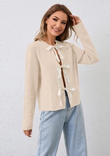 Foto 5 | Foto 5 | Jersey Tipo Cárdigan Calbatic Para Mujer  Manga Larga  Pajarita Con Lazo En La Parte Delantera - Venta Internacional.