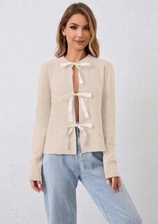 Foto 7 | Foto 7 | Jersey Tipo Cárdigan Calbatic Para Mujer  Manga Larga  Pajarita Con Lazo En La Parte Delantera - Venta Internacional.