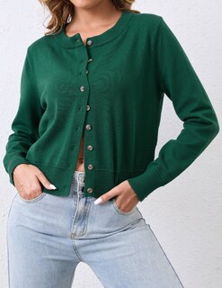 Foto 4 | Foto 4 | Jersey Corto Tipo Cárdigan Ziesexy Abierto En La Parte Delantera Para Mujer Color Verde - Venta Internacional.