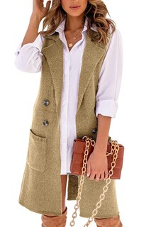 Foto 1 | Foto 1 | Chaleco Tipo Suéter Idealsanxun Para Mujer 2024 Otoño-invierno Khaki L - Venta Internacional.