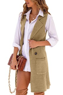 Foto 2 | Foto 2 | Chaleco Tipo Suéter Idealsanxun Para Mujer 2024 Otoño-invierno Khaki L - Venta Internacional.