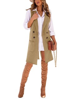 Foto 4 | Foto 4 | Chaleco Tipo Suéter Idealsanxun Para Mujer 2024 Otoño-invierno Khaki L - Venta Internacional.