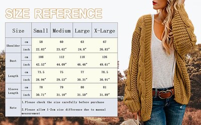 Foto 4 | Foto 4 | Jersey Tipo Cárdigan Ferrtye Para Mujer  Grueso  Tejido Trenzado  Negro - Venta Internacional.