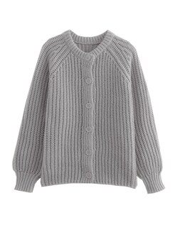 Foto 1 | Foto 1 | Cárdigan Watashi Casual De Manga Larga Con Cuello Redondo Para Mujer Color Gris - Venta Internacional.