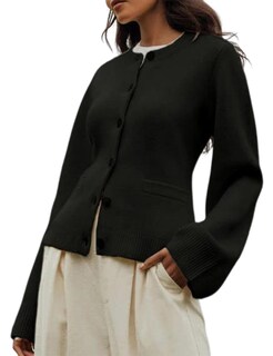 Foto 1 | Foto 1 | Jersey De Punto Wefebi Para Mujer Manga Larga Con Botones Negro - Venta Internacional.
