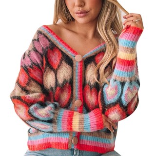 Foto 1 | Foto 1 | Jersey De Punto Ezapine Con Estampado De Corazones Y2k Con Cuello En V Para Mujer - Venta Internacional.