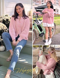Foto 5 | Foto 5 | Jersey Tipo Cárdigan Wyeysyt Para Mujer De Punto Grueso Con Botones Rosa - Venta Internacional.
