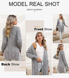 Foto 6 | Foto 6 | Jersey Tipo Cárdigan Shewin De Punto Trenzado De Gran Tamaño Gris Para Mujer - Venta Internacional.