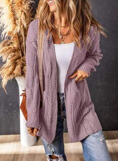 Foto 5 | Foto 5 | Jersey Tipo Cárdigan Shewin Extragrande Grueso Tejido Trenzado Morado - Venta Internacional.