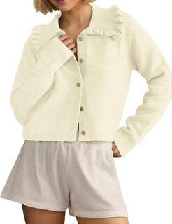 Foto 1 | Foto 1 | Jersey Tipo Cárdigan Internos Y2k Con Cuello Con Volantes Para Mujer - Venta Internacional.
