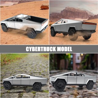 Foto 3 | Foto 3 | Camión De Juguete Qetupa Cybertruck Modelo 1/32 Fundido A Presión Con Luces Plateadas - Venta Internacional.