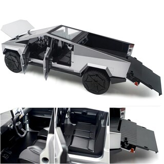 Foto 4 | Foto 4 | Camión De Juguete Qetupa Cybertruck Modelo 1/32 Fundido A Presión Con Luces Plateadas - Venta Internacional.