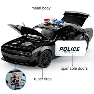Foto 2 | Foto 2 | Coche De Juguete Sasbsc Police Dodge Challenger Hellcat 1:22 Para Niños De 3 A 12 Años - Venta Internacional.