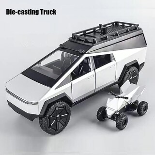 Foto 4 | Foto 4 | Camión De Juguete Powvan Cybertruck Diecast Modelo 1/24 Con Motocicleta - Venta Internacional.