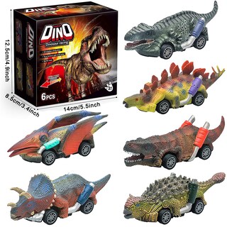 Foto 2 | Foto 2 | Set De Coche De Juguete Eduvanku Dinosaur Pull Back Para Niños De 3 A 5 Años - Venta Internacional.