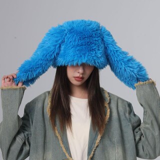 Foto 4 | Foto 4 | Gorro Vptmrp Con Orejas De Conejo Peludas Suaves Y Cálidas De Felpa Azul - Venta Internacional.