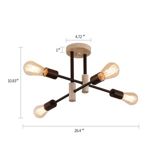 Foto 5 | Foto 5 | Candelabro Meixisue Farmhouse De Roble Y Negro Con 4 Luces Con Certificación Ul - Venta Internacional.