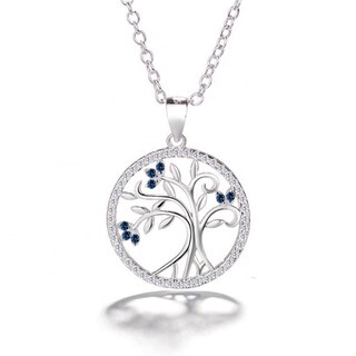 Foto 1 | Foto 1 | Collar De Plata 925 Con Circonitas Azules Con Forma De Árbol De La Vida Para Mujer - Venta Internacional.