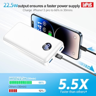 Foto 2 | Foto 2 | Cargador Portátil Power Bank Iapos 40000 Mah Usb-c 22 5 W Blanco - Venta Internacional.
