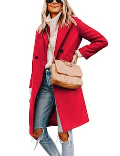 Foto 1 | Foto 1 | Coat Hooever Para Mujer De Lana Casual Con Muesca Y Solapa Color Rojo - Venta Internacional.