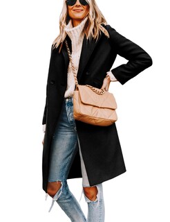 Foto 1 | Foto 1 | Chaqueta Coat Hooever De Lana Para Mujer Con Solapa Y Muesca Color Negro - Venta Internacional.