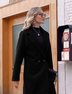 Foto 4 | Foto 4 | Chaqueta Coat Hooever De Lana Para Mujer Con Solapa Y Muesca Color Negro - Venta Internacional.