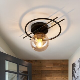 Foto 1 | Foto 1 | Lámpara De Techo Semiempotrada Con Montaje Semiempotrado Negro Mate Y Dorado - Venta Internacional.