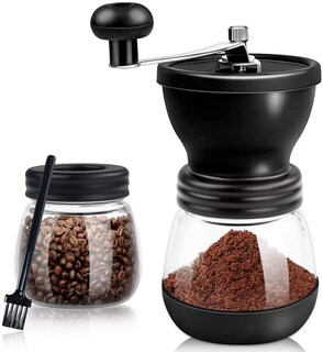 Foto 1 | Foto 1 | Molinillo De Café Manual Con Fresas De Cerámica Con 2 Tarros De Vidrio Negro - Venta Internacional.