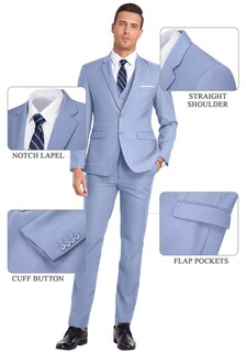 Foto 5 | Foto 5 | Suit Mrbuerly De 3 Piezas Corte Ajustado Color Morado Claro Para Hombre - Venta Internacional.