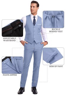 Foto 6 | Foto 6 | Suit Mrbuerly De 3 Piezas Corte Ajustado Morado Claro Para Hombre Xxl/46 - Venta Internacional.