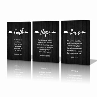 Foto 1 | Foto 1 | Lienzo Decorativo Kawahone Faith Hope Love Negro Y Blanco 30 X 40 Cm - Venta Internacional.