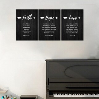 Foto 2 | Foto 2 | Lienzo Decorativo Kawahone Faith Hope Love Negro Y Blanco 30 X 40 Cm - Venta Internacional.