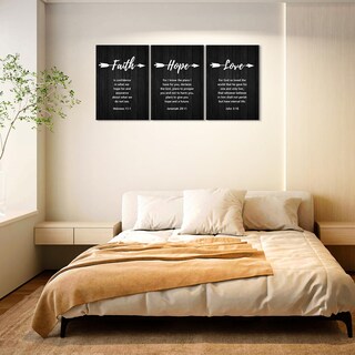 Foto 3 | Foto 3 | Lienzo Decorativo Kawahone Faith Hope Love Negro Y Blanco 30 X 40 Cm - Venta Internacional.