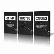 Lienzo Decorativo Kawahone Grind Hustle Confidence 30 X 40 Cm X 3 Unidades - Venta Internacional.