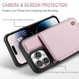 Foto 3 | Foto 3 | Funda Tipo Cartera Vinich Para Iphone 14 Pro Con Tarjetero En Oro Rosa - Venta Internacional.