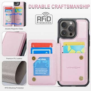 Foto 5 | Foto 5 | Funda Tipo Cartera Vinich Para Iphone 14 Pro Con Tarjetero En Oro Rosa - Venta Internacional.