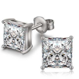 Foto 1 | Foto 1 | Pendientes Jiamiaoi Cuadrados Con Diamantes Chapados En Oro Blanco De 18 Quilates - Venta Internacional.