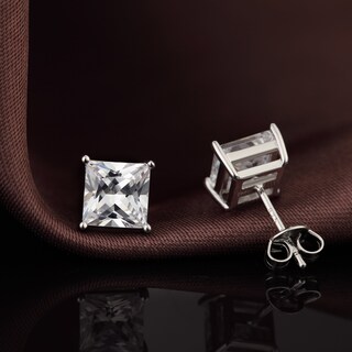 Foto 2 | Foto 2 | Pendientes Jiamiaoi Cuadrados Con Diamantes Chapados En Oro Blanco De 18 Quilates - Venta Internacional.