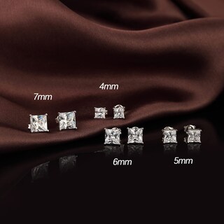 Foto 3 | Foto 3 | Pendientes Jiamiaoi Cuadrados Con Diamantes Chapados En Oro Blanco De 18 Quilates - Venta Internacional.