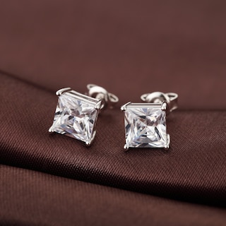 Foto 5 | Foto 5 | Pendientes Jiamiaoi Cuadrados Con Diamantes Chapados En Oro Blanco De 18 Quilates - Venta Internacional.