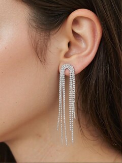Foto 3 | Foto 3 | Pendientes Xioose De Plata De Ley Con Borlas Y Diamantes De Imitación - Venta Internacional.