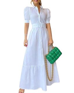 Foto 1 | Foto 1 | Vestido Camisero A Rayas Utcoco A Rayas Con Botones Y Dobladillo Con Volantes Maxi - Venta Internacional.