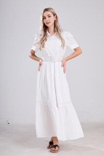 Foto 2 | Foto 2 | Vestido Camisero A Rayas Utcoco A Rayas Con Botones Y Dobladillo Con Volantes Maxi - Venta Internacional.