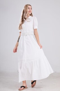 Foto 3 | Foto 3 | Vestido Camisero A Rayas Utcoco A Rayas Con Botones Y Dobladillo Con Volantes Maxi - Venta Internacional.